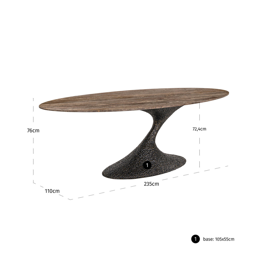 Eettafel Russo ash brown oval 235