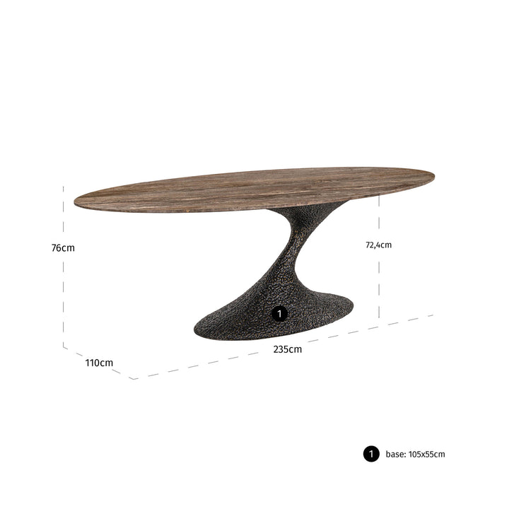 Eettafel Russo ash brown oval 235