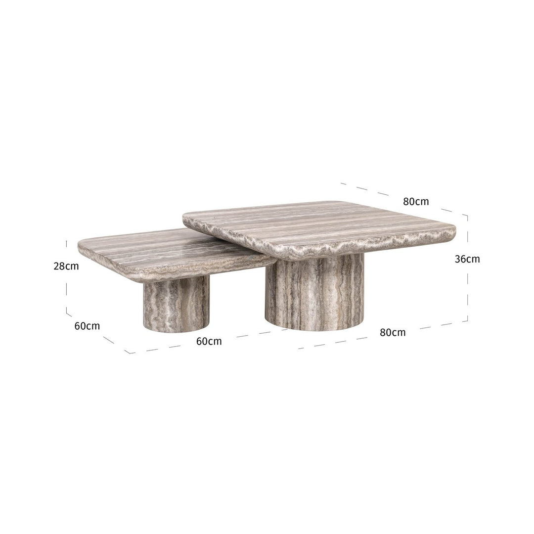 Denizly grey faux travertine coffee table (Set of 2)