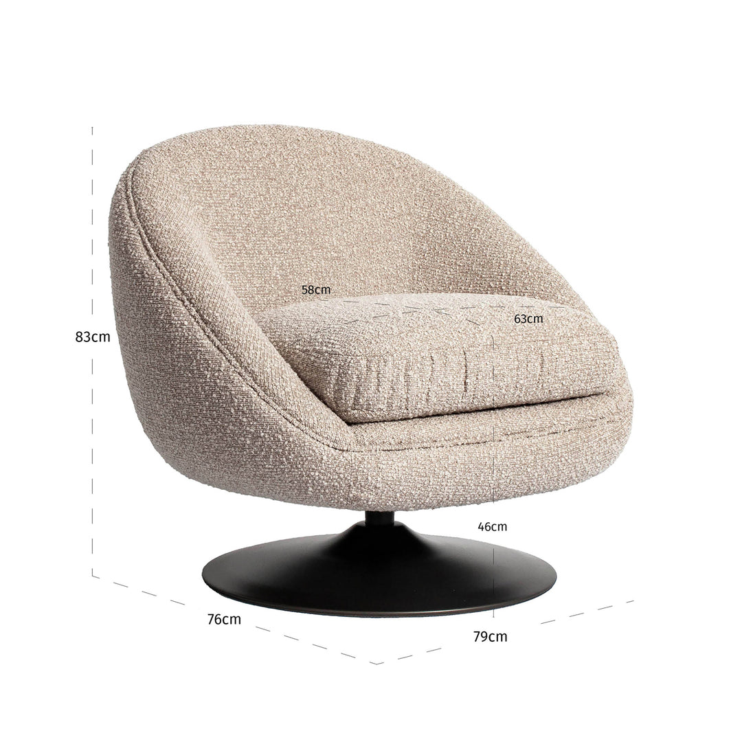 Lounge stoel Nodo natural chunky swivel