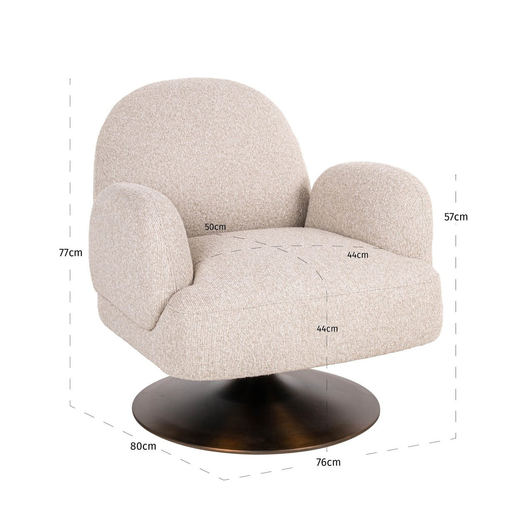 Lounge chair Kagney biscotti swivel