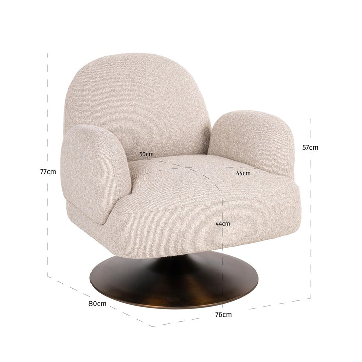 Lounge chair Kagney biscotti swivel