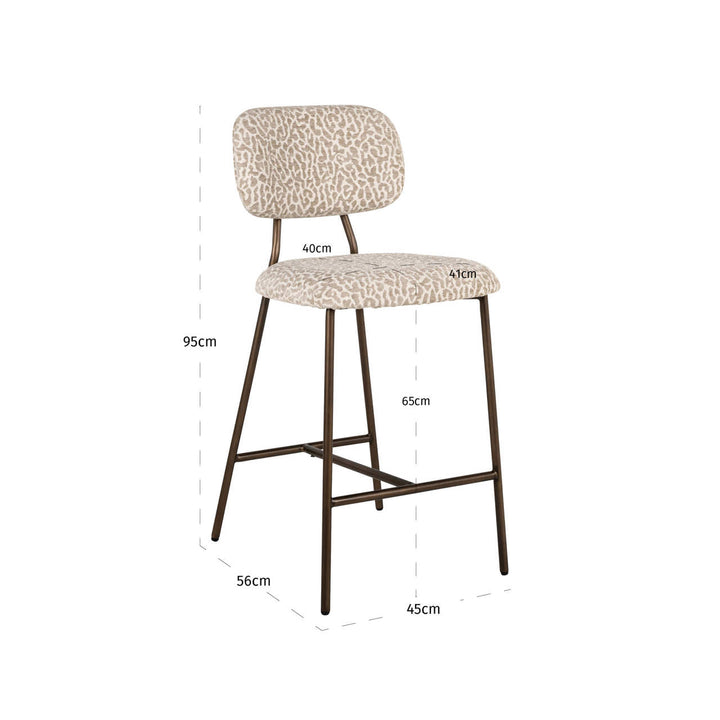 Counterstoel Xenia beige leopard fire retardant (Set of 2)