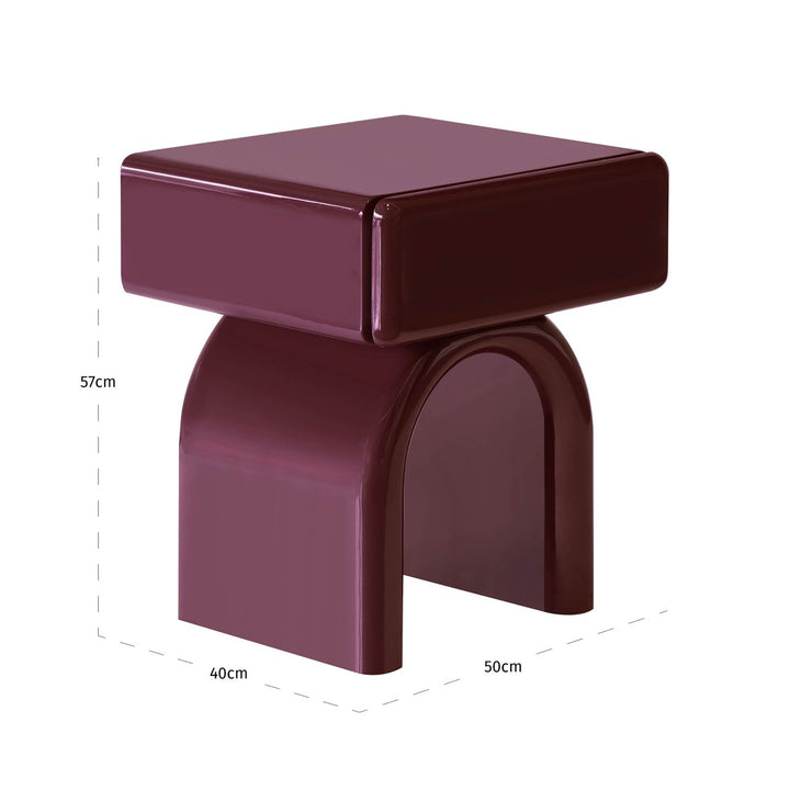 Nachtkastje Bennet burgundy 1-drawer