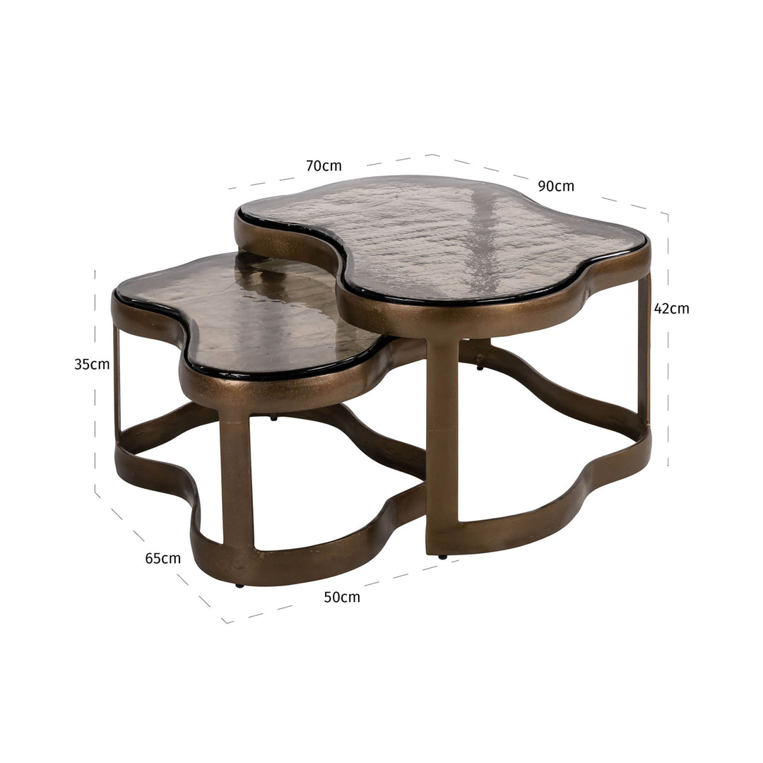 Coffee table Fairfield brass antique (Set of 2)
