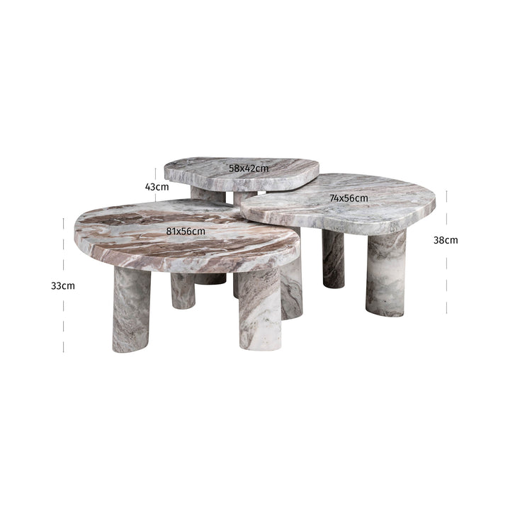 Coffee table Camino Blush beige (Set of 3)