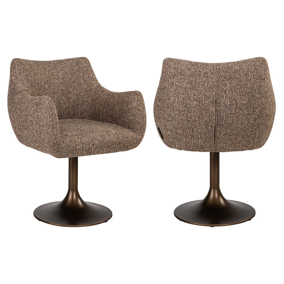 Eetkamerstoel Aldo brown tweed swivel