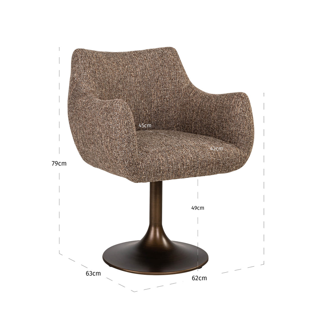 Eetkamerstoel Aldo brown tweed swivel