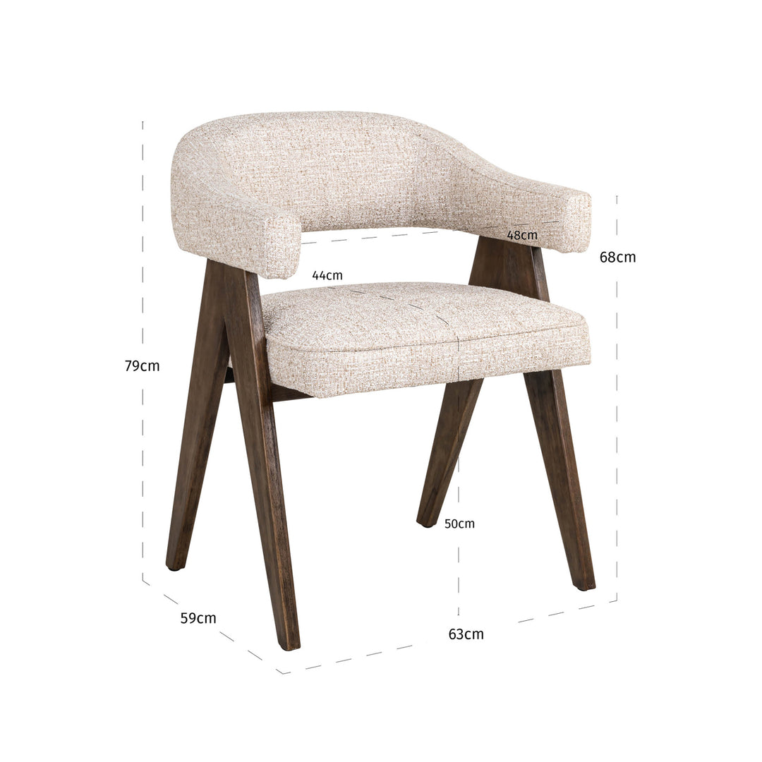 Eetkamerstoel Mori cream tweed fire retardant