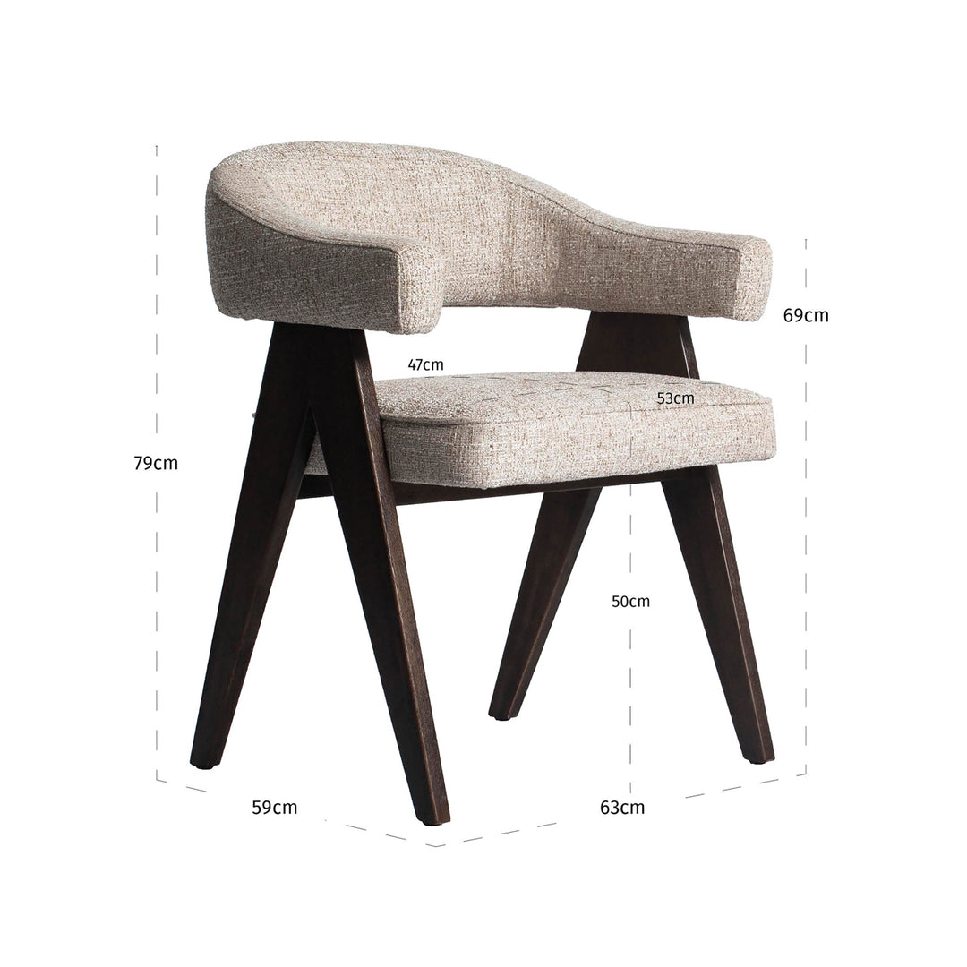 Eetkamerstoel Mori cream tweed fire retardant