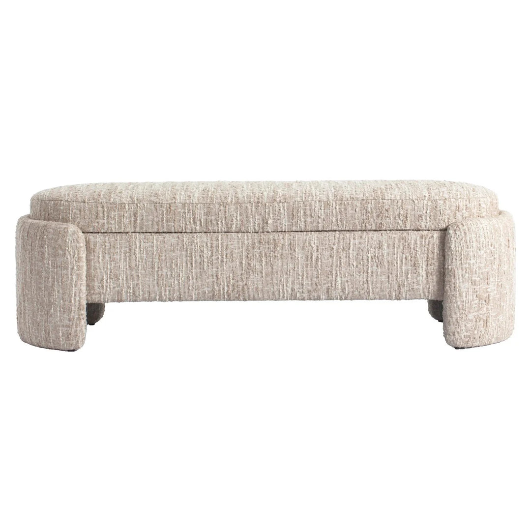 Beige angora Cupid bench with storage