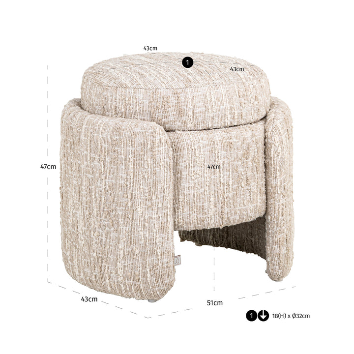 Ottoman & Footstool Cupid beige angora with storage