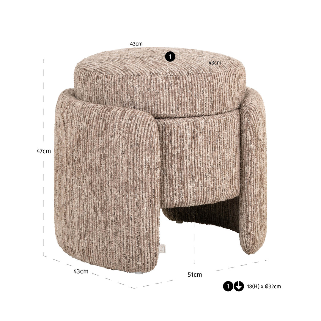 Pouf & Fußhocker Cupid mocca linear mit Stauraum
