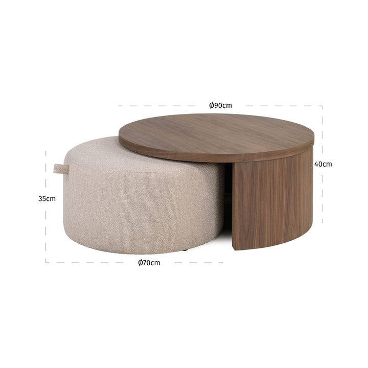 Salontafel Windsor walnut fire retardant (Set of 2)