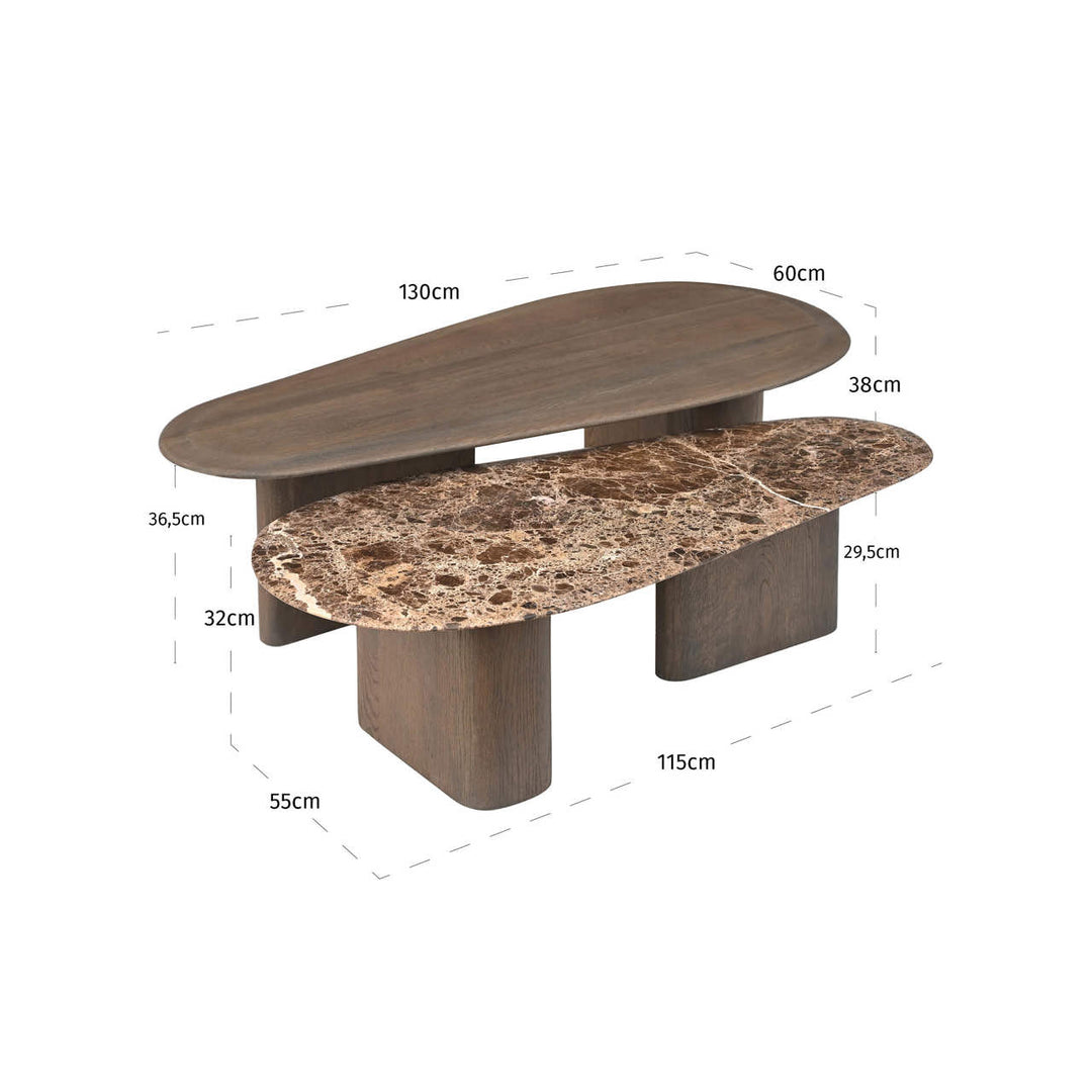 Coffee table Castello Smoked charcoal (Set of 2)