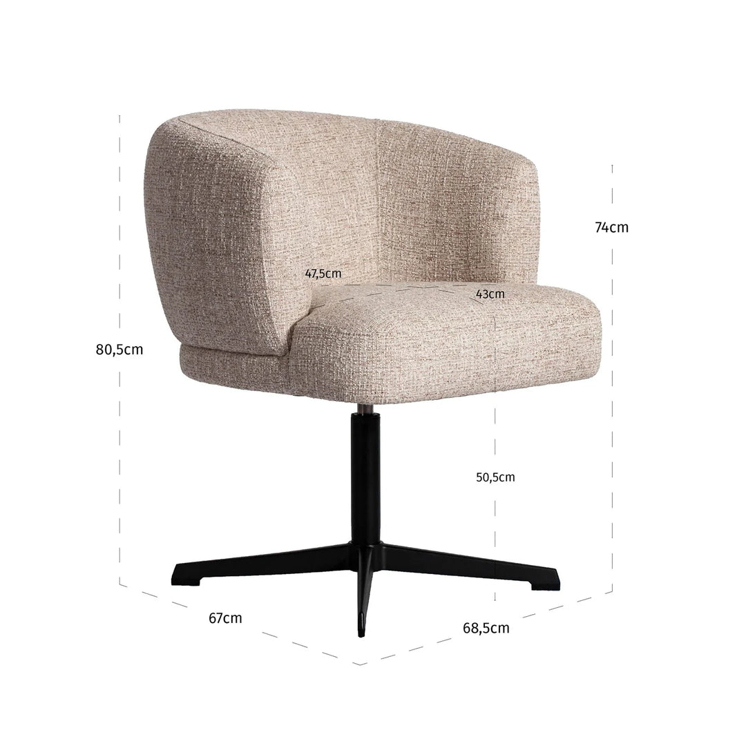 Esszimmerstuhl Dinan creme Tweed flammhemmend – drehbar