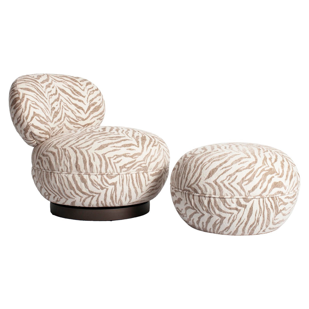 Loungesessel Jace beige Tigerprint drehbar