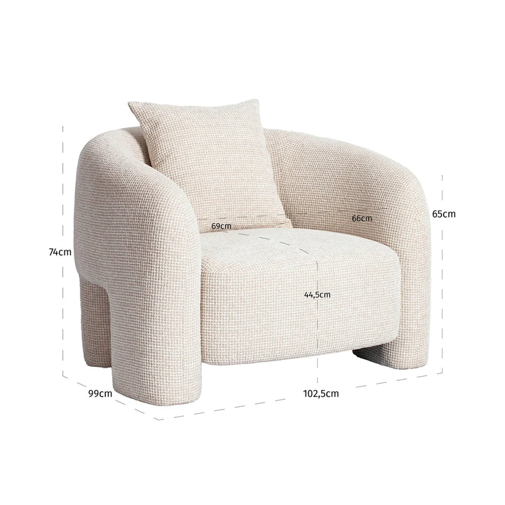 Lounge stoel Tuscany beige blockweave