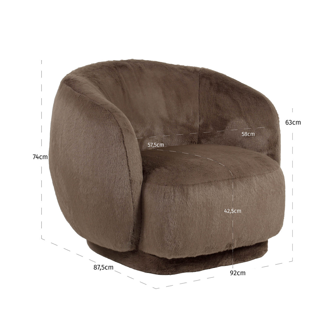 Lounge stoel Negreslo brown fluffy
