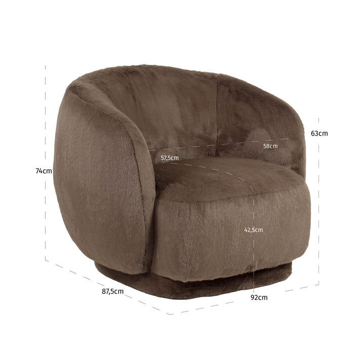 Lounge stoel Negreslo brown fluffy