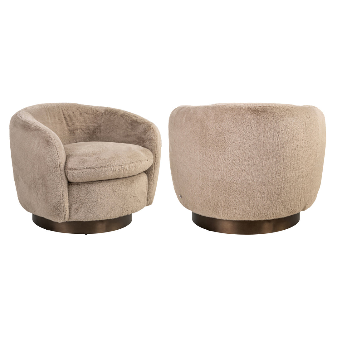 Richmond Loungestoel Colmar Khaki Fluffy Swivel