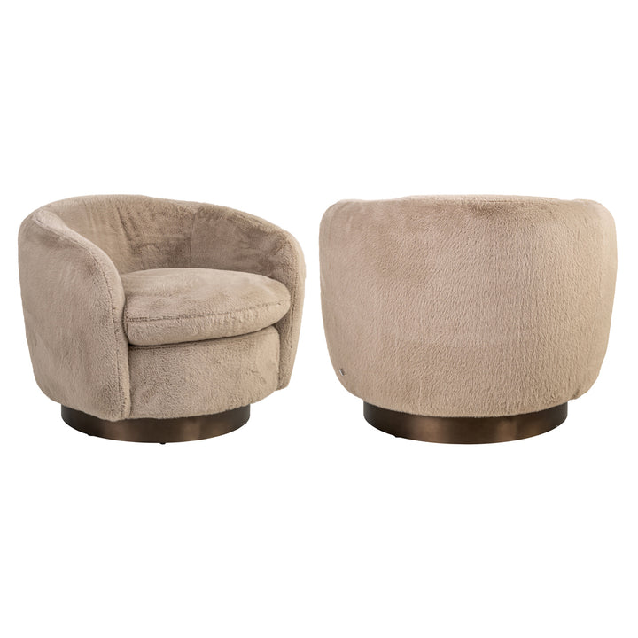 Richmond Loungestoel Colmar Khaki Fluffy Swivel