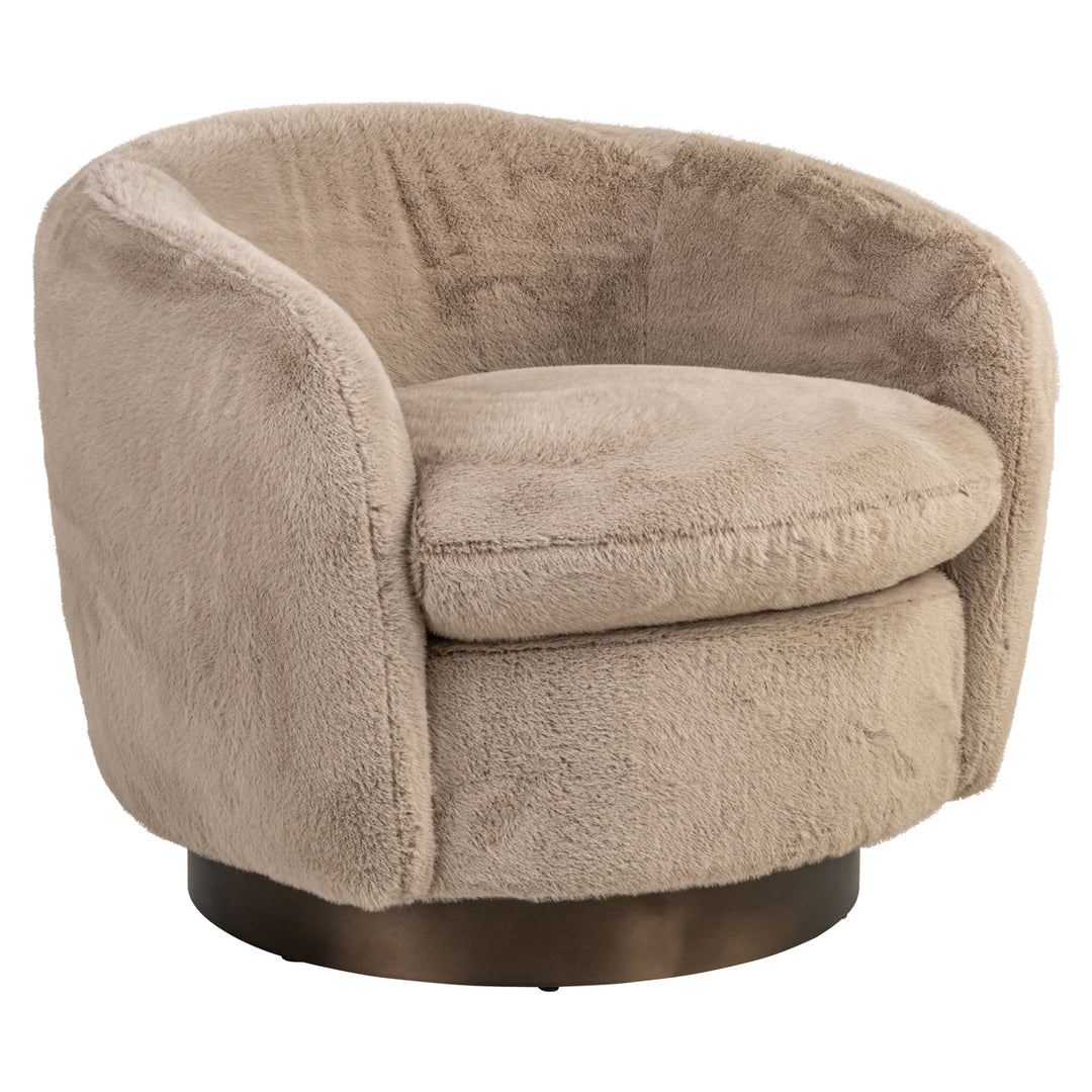 Richmond Loungestoel Colmar Khaki Fluffy Swivel