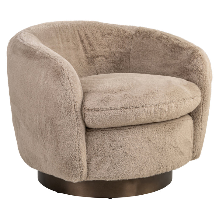 Richmond Loungestoel Colmar Khaki Fluffy Swivel