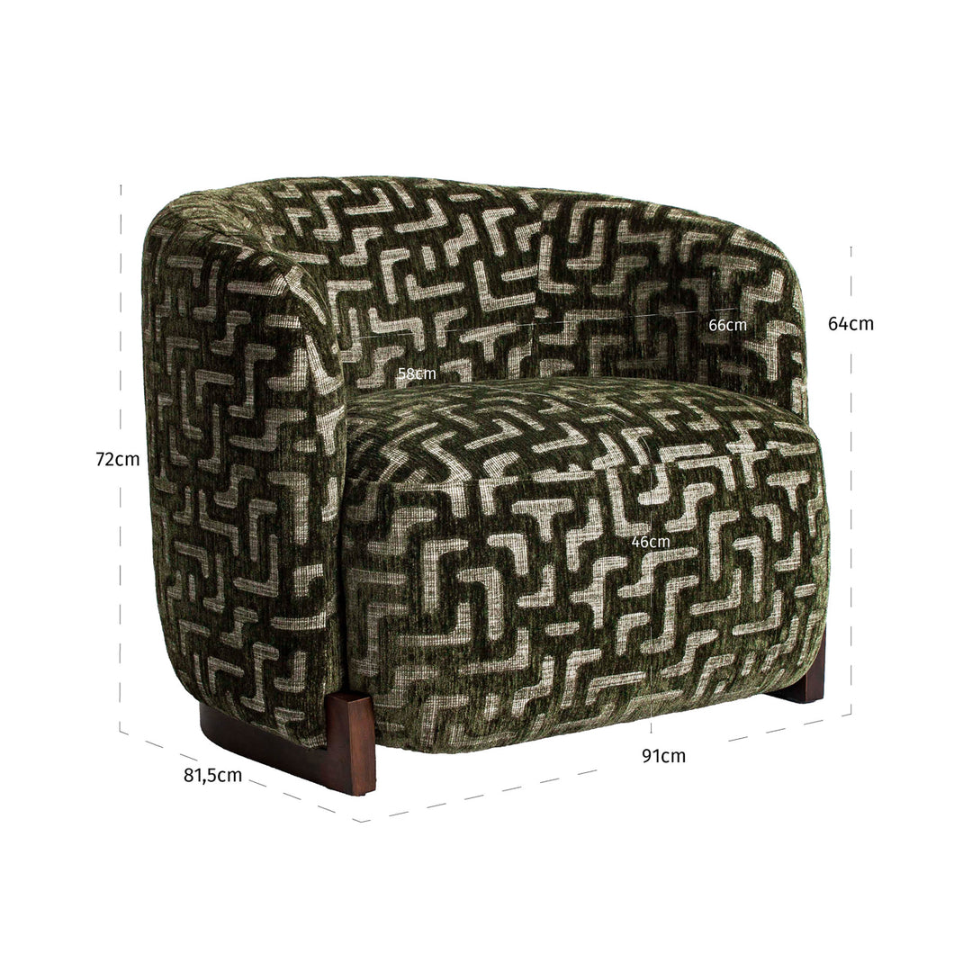 Lounge stoel Hannah moss labyrinth fire retardant