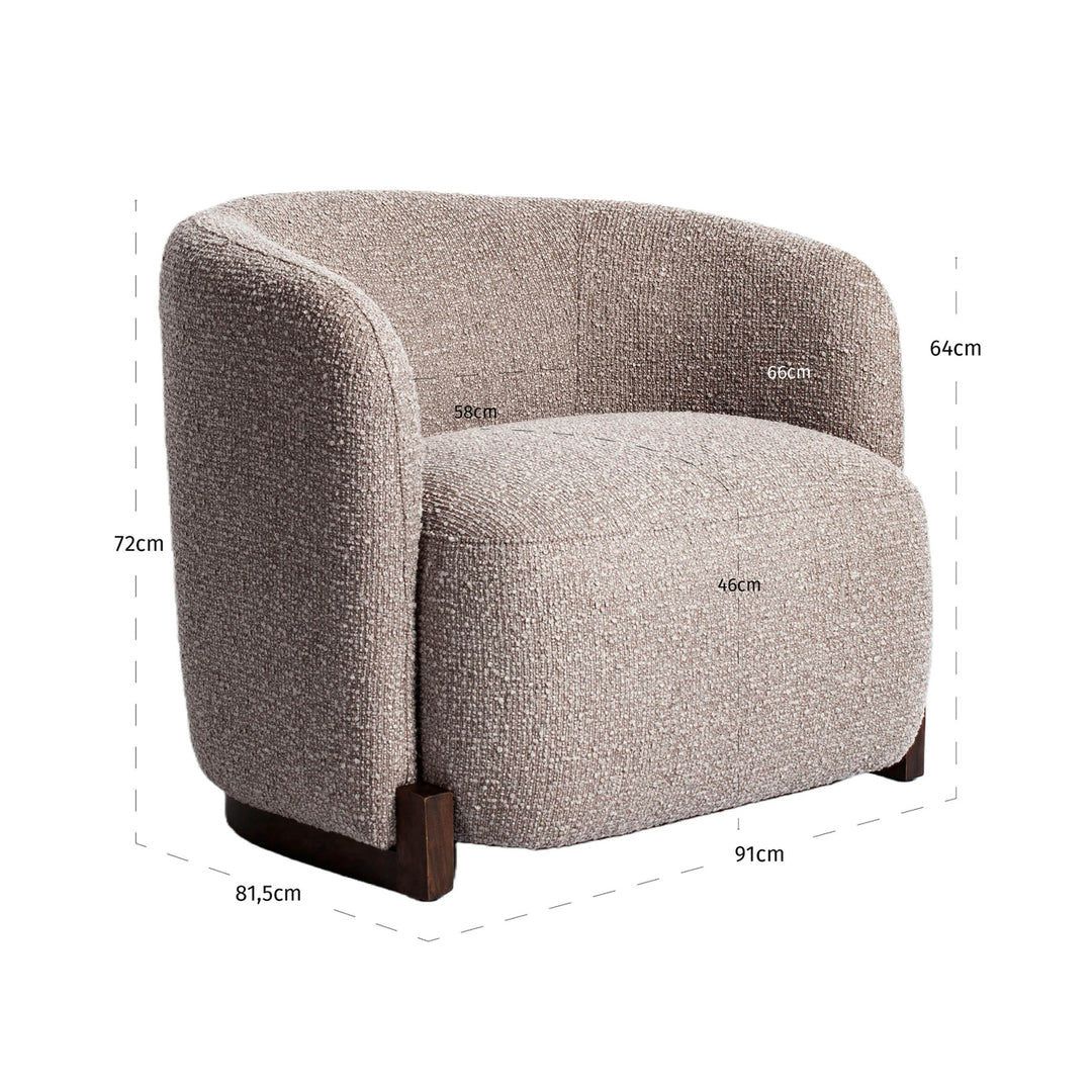 Lounge stoel Hannah mocca chunky fire retardant