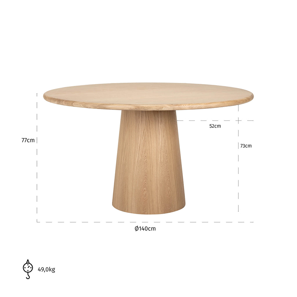 Dining table Oakley 140Ø (Natural oak)
