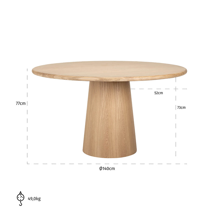 Dining table Oakley 140Ø (Natural oak)