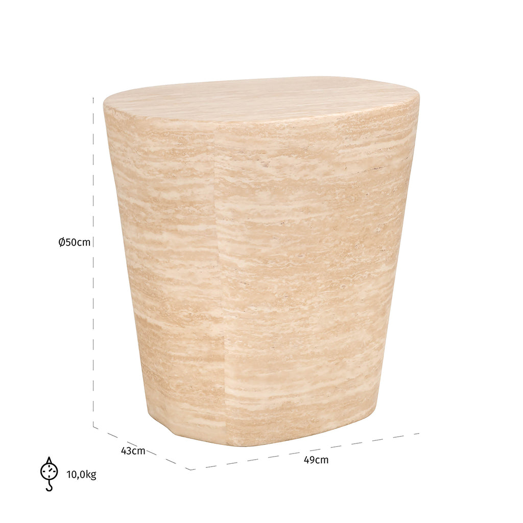 Side table Fictus Travertine faux (Beige)