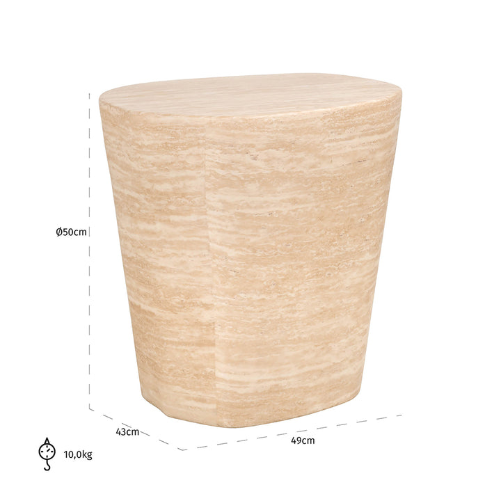Side table Fictus Travertine faux (Beige)
