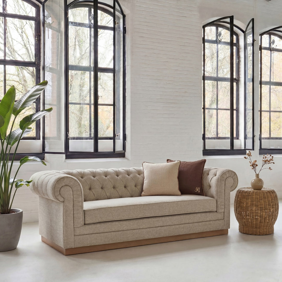Crescent Sofa; Mountain Weave Dune Sand
