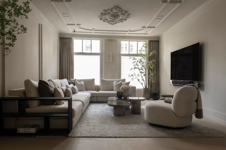Salontafel Morgan in taupe hoogglans – sfeerbeeld in interieur
