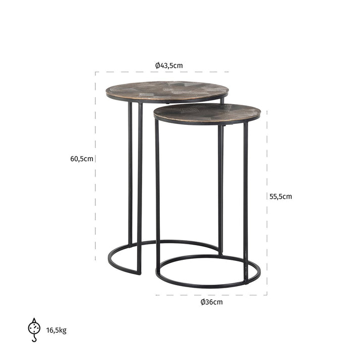Side table Tulum set van 2 (Geborsteld Goud)