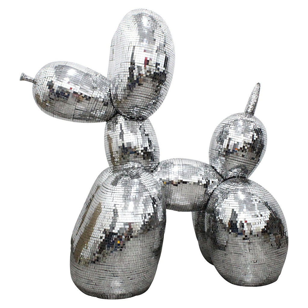 Dog decoration object mirror (Silver)