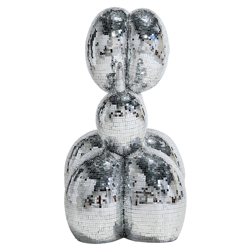 Dog decoration object mirror (Silver)