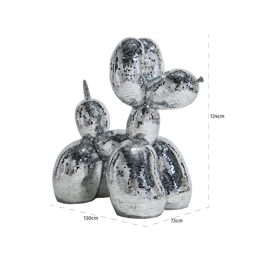 Dog decoration object mirror (Silver)