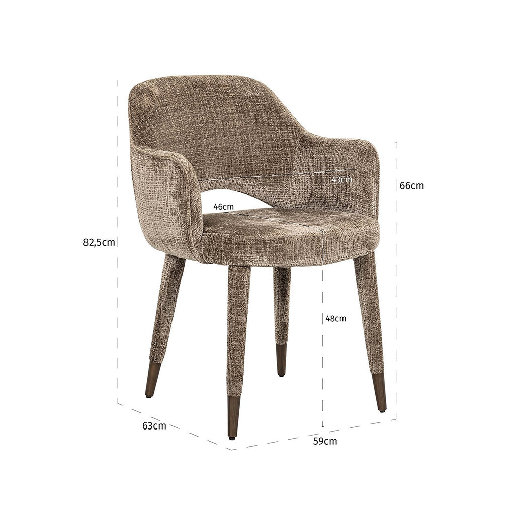 Donnatella Niagara 104 Stone Chenille Dining Chair