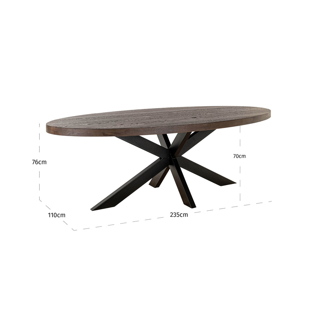 Richmond Eettafel Watson Dark Brown/Black 235cm