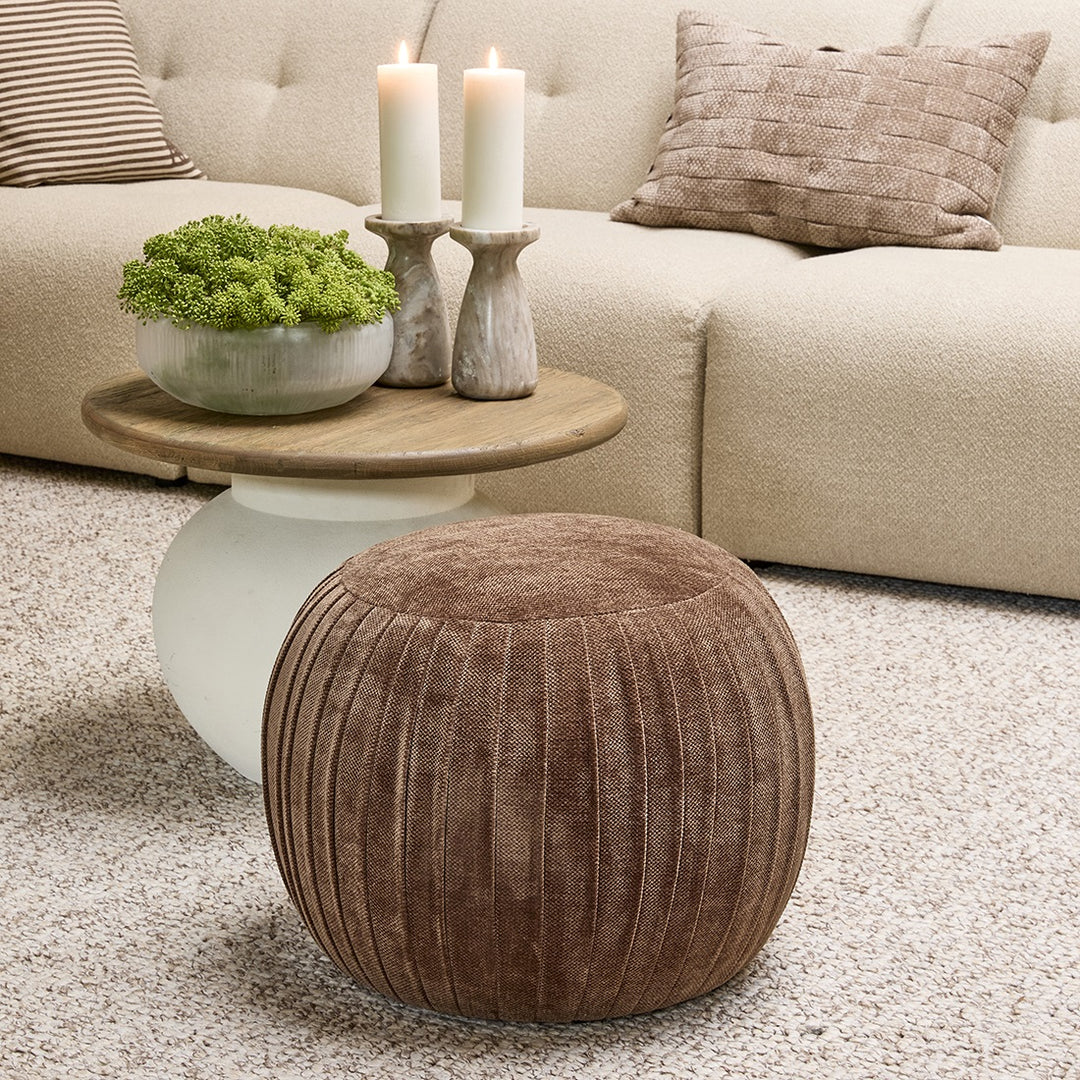 Paris Footstool, Vintage Jaquard Grime Brown