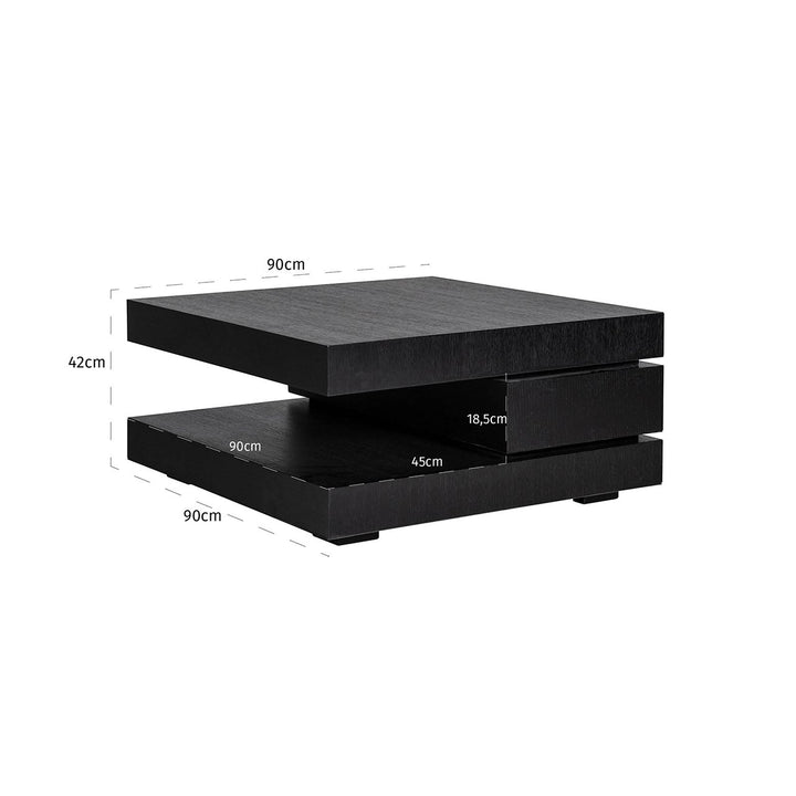 Oakura black coffee table 90x90
