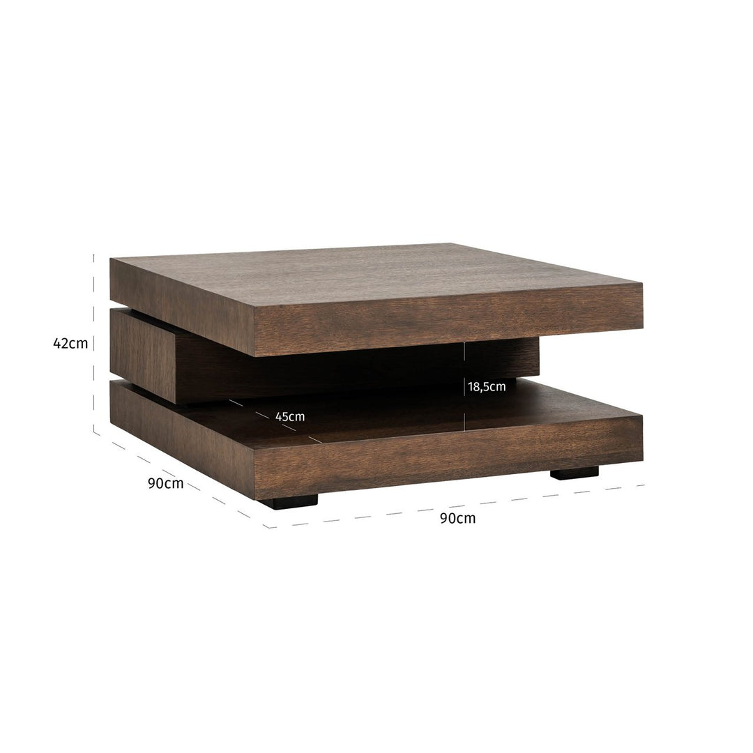 Oakura brown coffee table 90x90