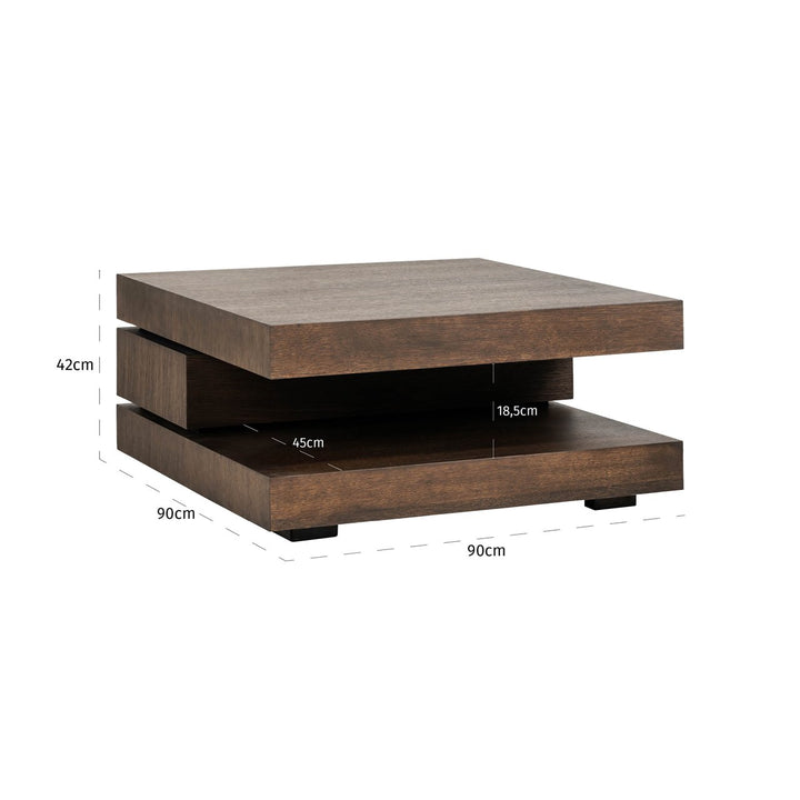 Oakura brown coffee table 90x90