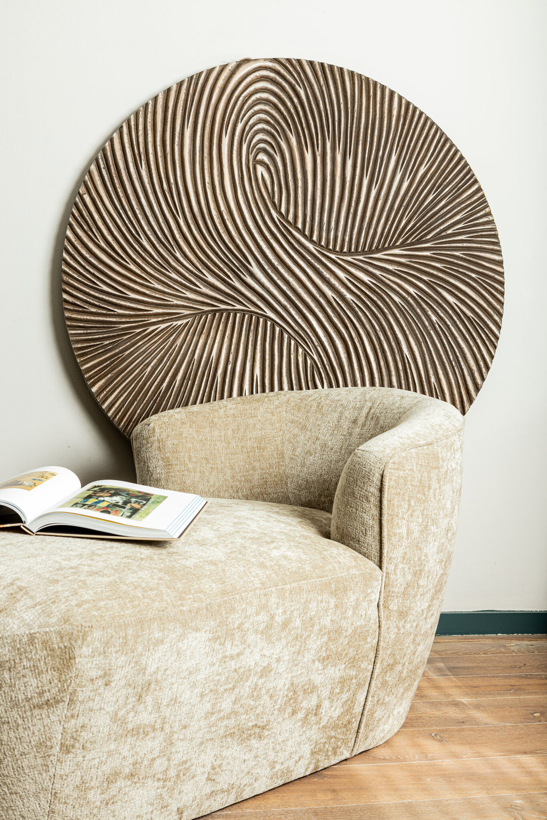 PTMD Wiktor Brown MDF Round Wall Panel Swirl M