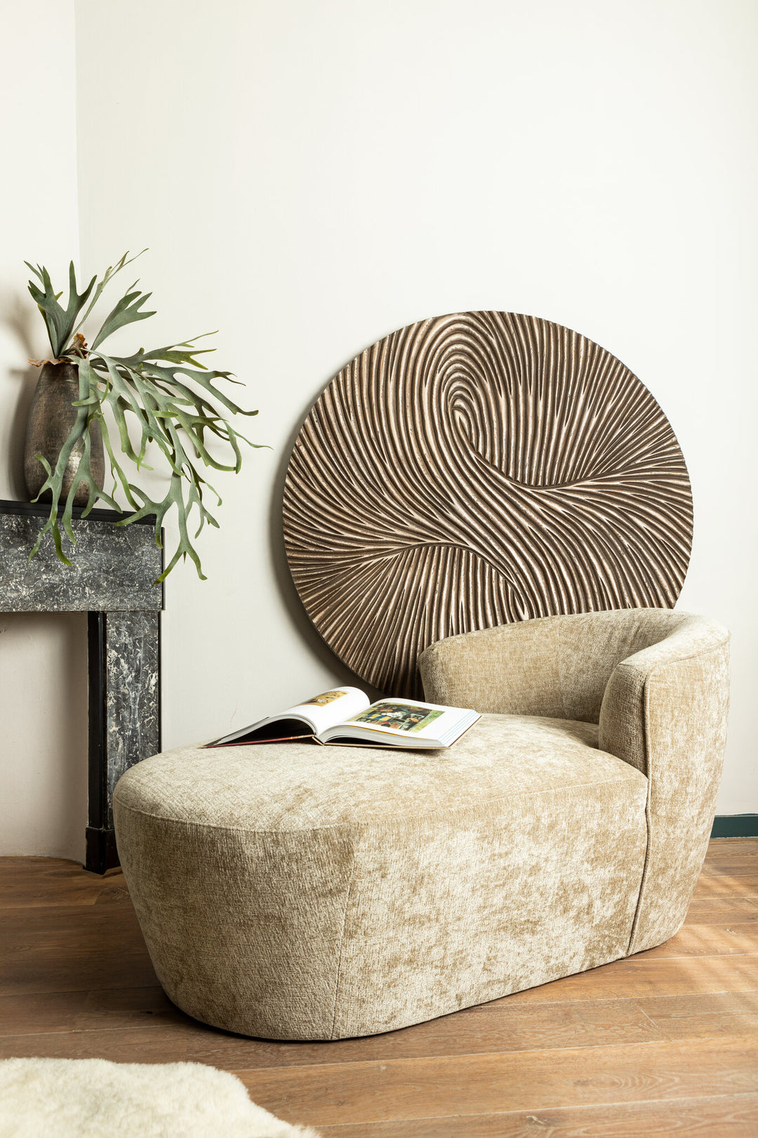 PTMD Wiktor Brown MDF Round Wall Panel Swirl M