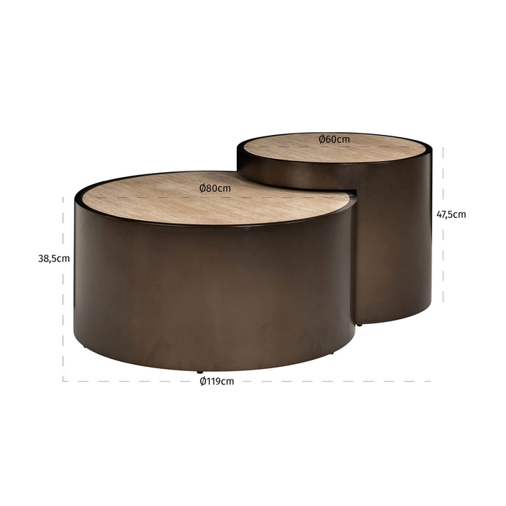 Richmond Salontafel Ronson Beige (set van 2)