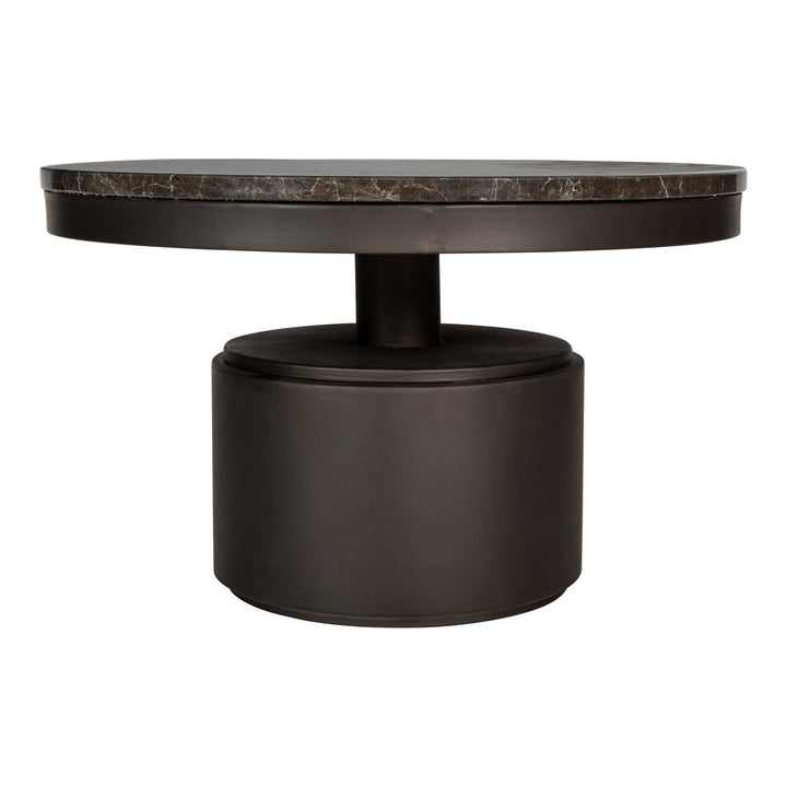 Low coffee table brown marble dark brown base